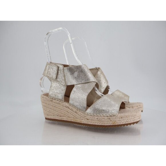Eileen Fisher Womens Weslia Leather Ankle Strap Wedge Espadrille Sandals Size 10 - Picture 1 of 12